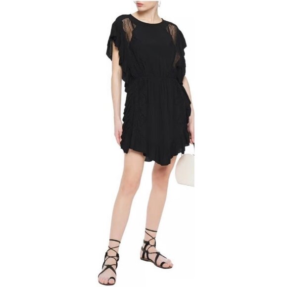 IRO Zestful Lace Inset Black Mini Dress Size 34 XS - Picture 4 of 16